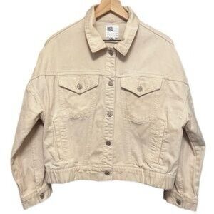 RSQ Cream Cropped Jean Jacket – Relaxed Fit